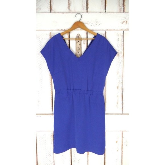 90s blue / purple open back knee length dress - Picture 4 of 5